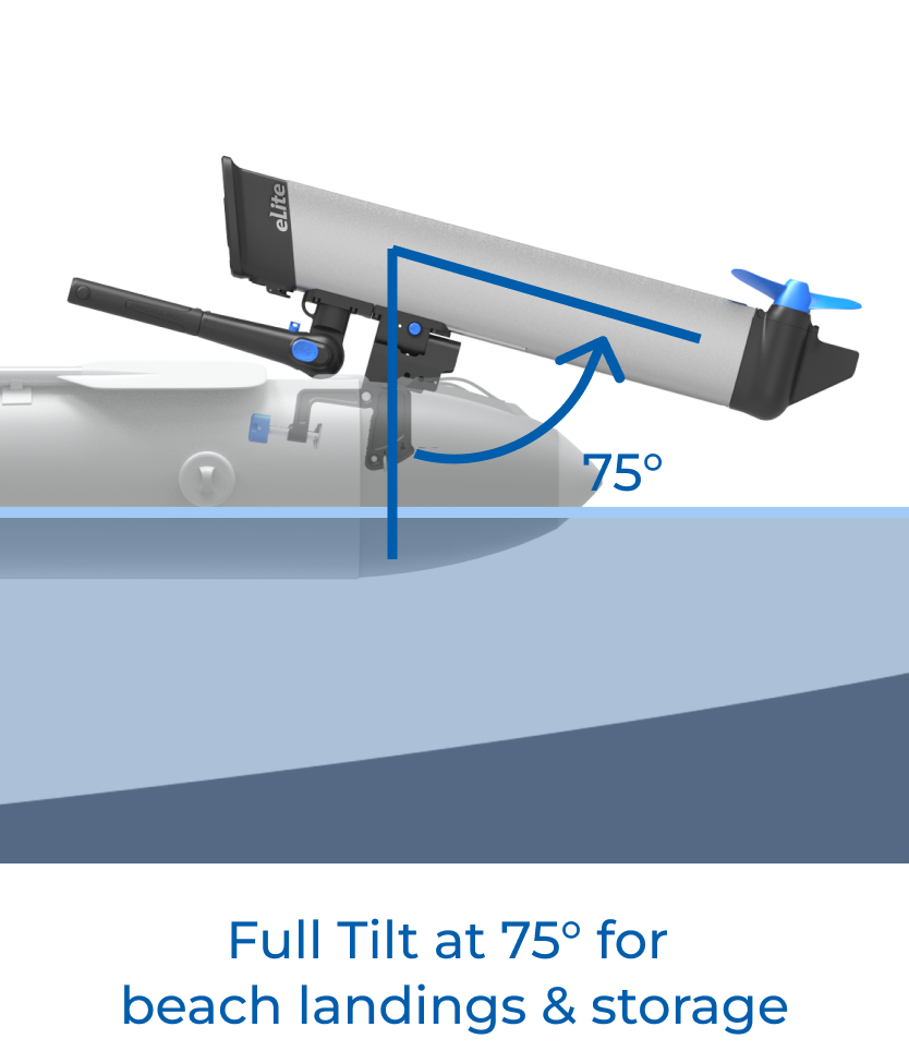 eLite - Full Tilt at 75 degrees for beach landings and storage